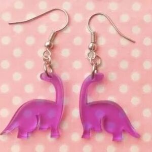 NWT Pink Dinosaur Earrings